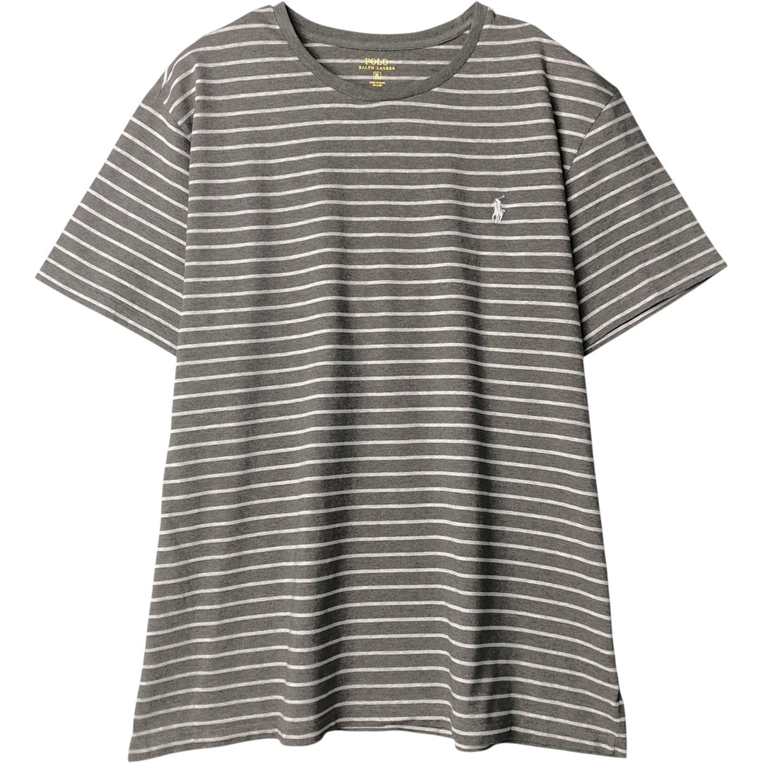 Ralph Lauren POLO RALPH LAUREN short-sleeved striped T-shirt, men's size XL cotton Charcoal Vintage Second Hand