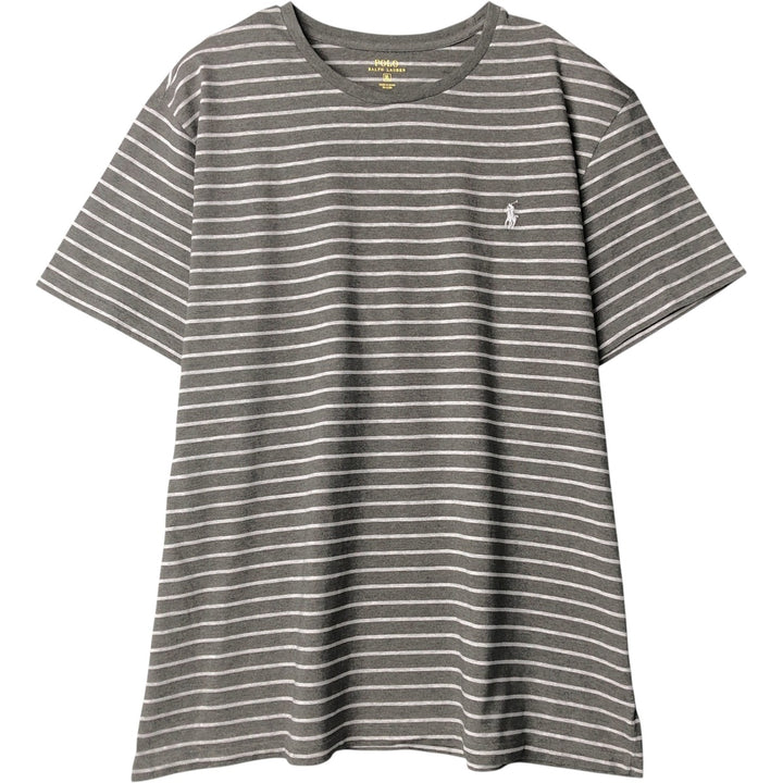 Ralph Lauren POLO RALPH LAUREN short-sleeved striped T-shirt, men's size XL cotton Charcoal Vintage Second Hand