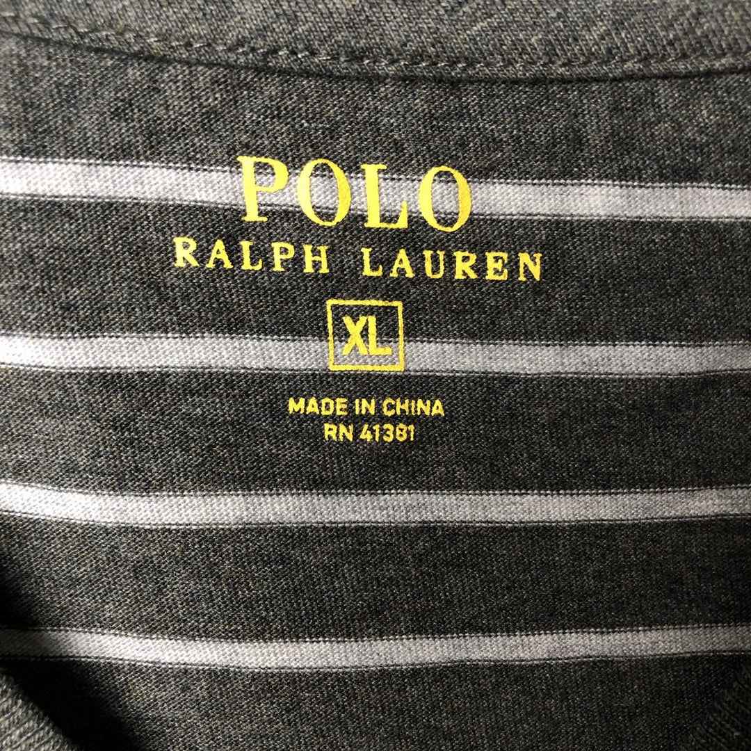 Ralph Lauren POLO RALPH LAUREN short-sleeved striped T-shirt, men's size XL cotton Charcoal Vintage Second Hand