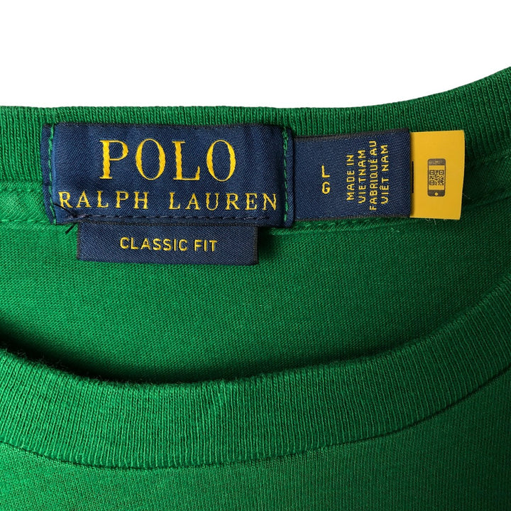 Ralph Lauren POLO RALPH LAUREN CLASSIC FIT short-sleeved logo T-shirt, men's size L cotton green type Vintage Second Hand