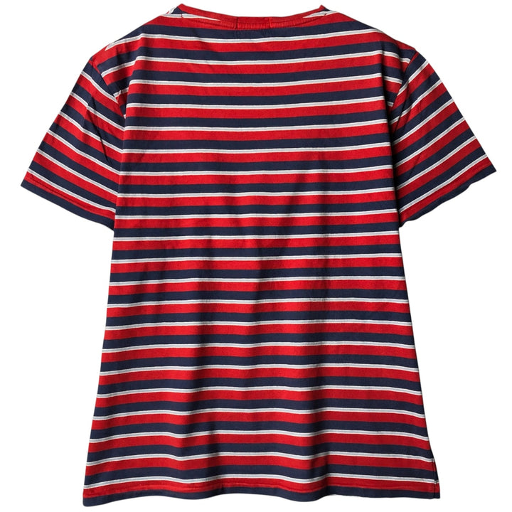 Ralph Lauren POLO RALPH LAUREN CUSTOM SLIM FIT multi-border short-sleeved striped T-shirt, men's size L cotton red type Vintage Second Hand