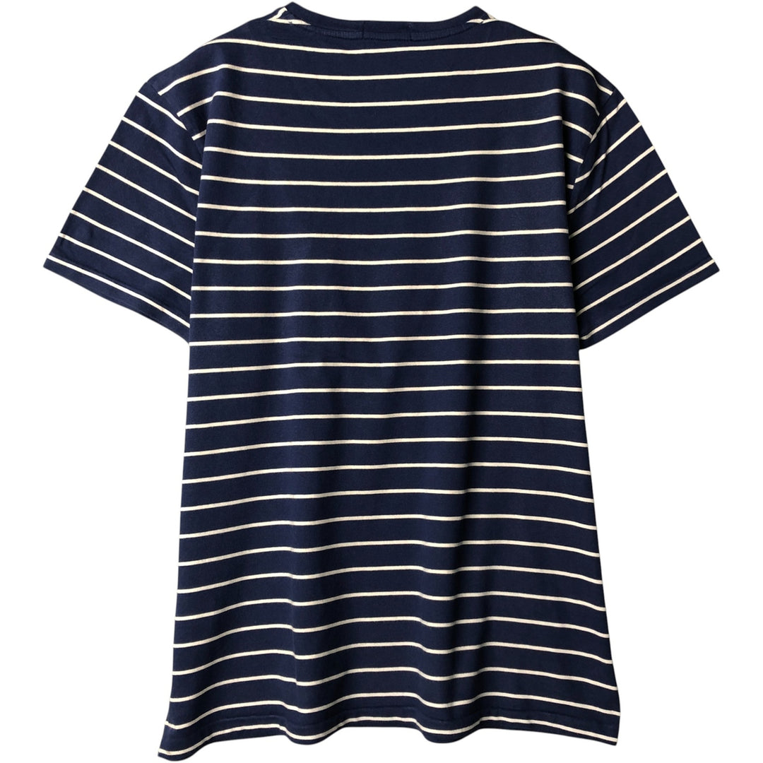 Ralph Lauren POLO RALPH LAUREN CUSTOM SLIM FIT short sleeve striped T-shirt men's size L cotton blue type Vintage Second Hand