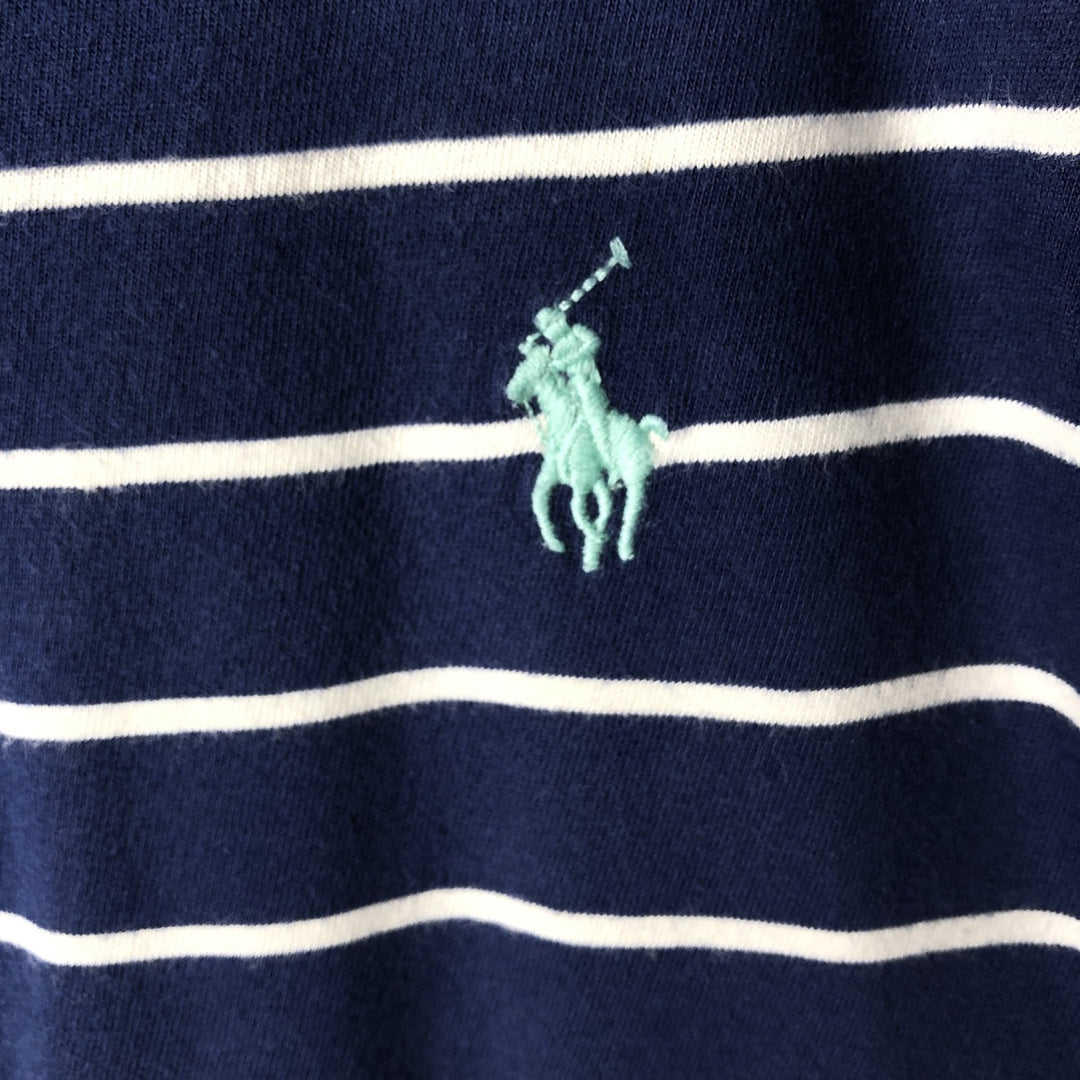 Ralph Lauren POLO RALPH LAUREN CUSTOM SLIM FIT short sleeve striped T-shirt men's size L cotton blue type Vintage Second Hand