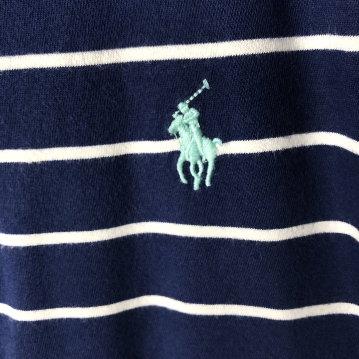 Ralph Lauren POLO RALPH LAUREN CUSTOM SLIM FIT short sleeve striped T-shirt men's size L cotton blue type Vintage Second Hand