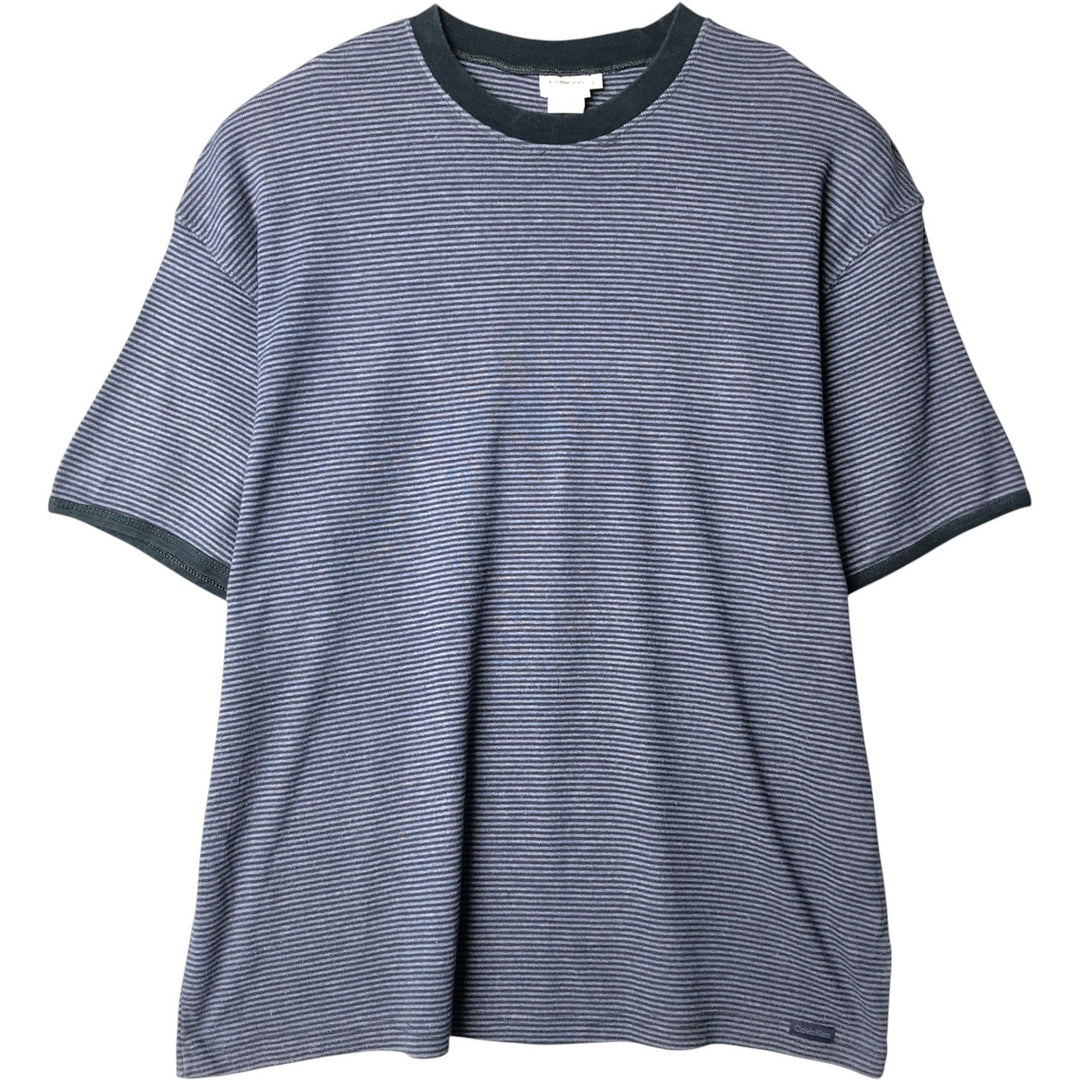90'S Calvin Klein Jeans Striped Ringer T-shirt, Men's Size L, Vintage cotton Charcoal Vintage Second Hand