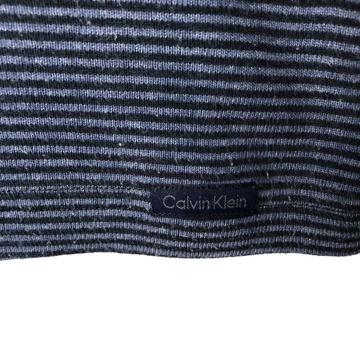 90'S Calvin Klein Jeans Striped Ringer T-shirt, Men's Size L, Vintage cotton Charcoal Vintage Second Hand