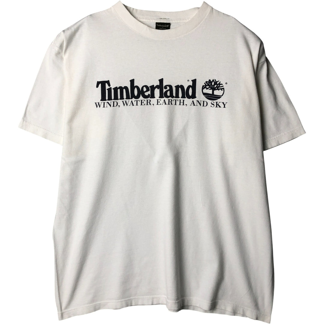 Timberland Short Sleeve Logo T-Shirt, Made in USA, Men's Size L cotton white type Vintage Second Hand