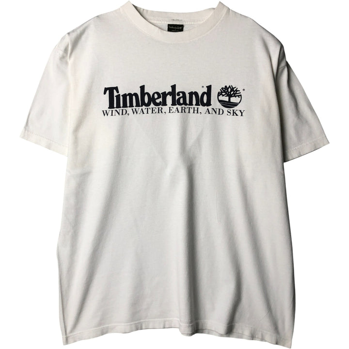 Timberland Short Sleeve Logo T-Shirt, Made in USA, Men's Size L cotton white type Vintage Second Hand