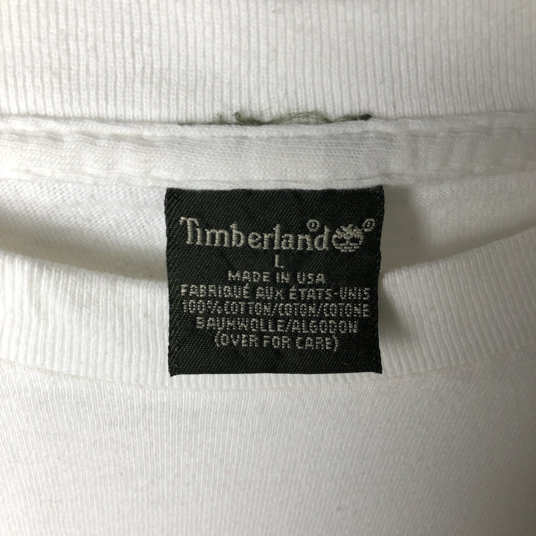 Timberland Short Sleeve Logo T-Shirt, Made in USA, Men's Size L cotton white type Vintage Second Hand