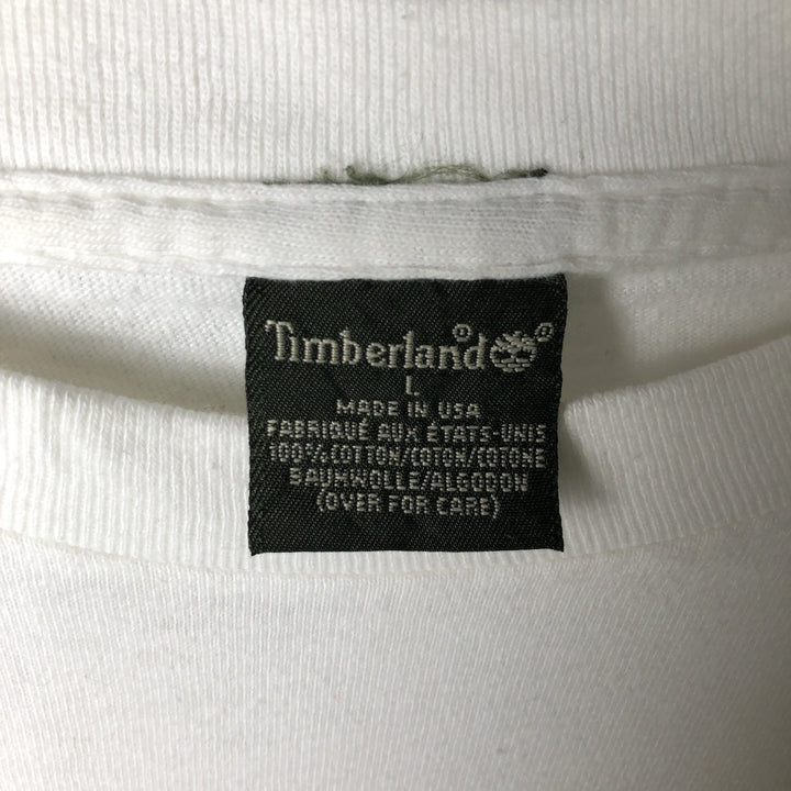 Timberland Short Sleeve Logo T-Shirt, Made in USA, Men's Size L cotton white type Vintage Second Hand