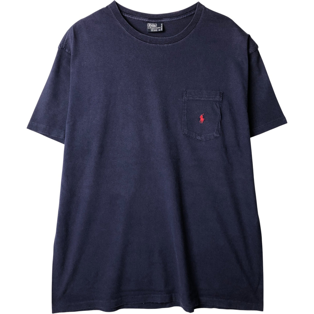 Ralph Lauren POLO by Ralph Lauren Short Sleeve Logo Pocket T-Shirt, Made in USA, Men's Size L cotton navy blue type Vintage Second Hand