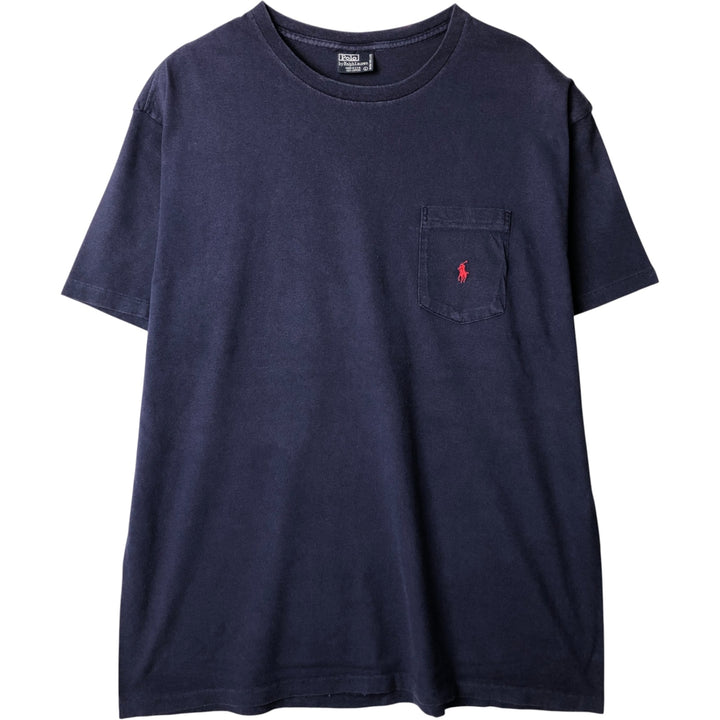 Ralph Lauren POLO by Ralph Lauren Short Sleeve Logo Pocket T-Shirt, Made in USA, Men's Size L cotton navy blue type Vintage Second Hand