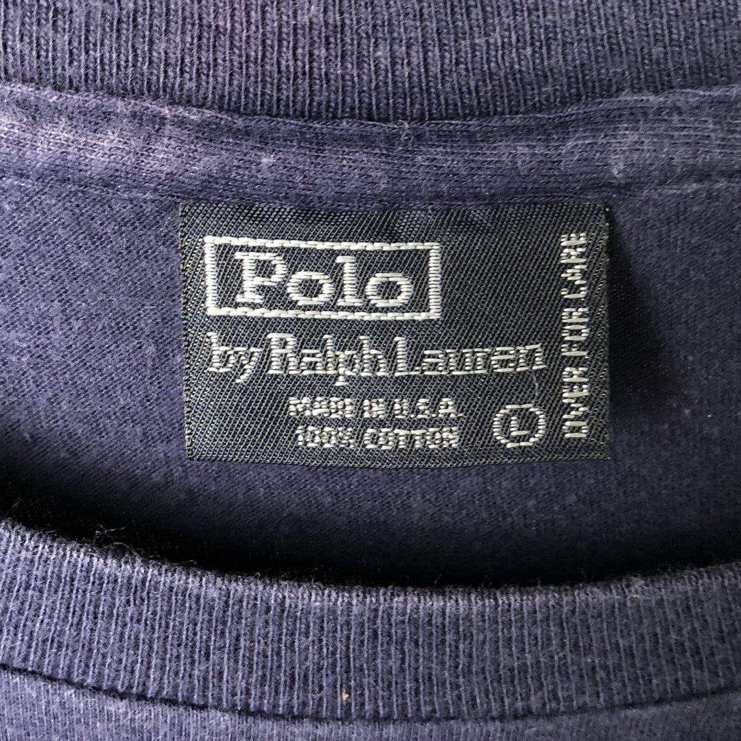 Ralph Lauren POLO by Ralph Lauren Short Sleeve Logo Pocket T-Shirt, Made in USA, Men's Size L cotton navy blue type Vintage Second Hand