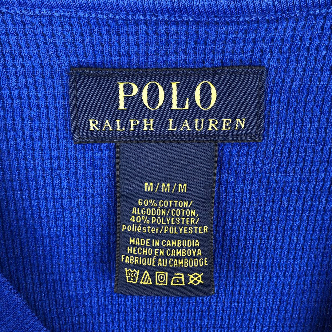 Ralph Lauren POLO RALPH LAUREN Polo Bear Thermal Long T-Shirt, Men's Size Medium cotton blue type Vintage Second Hand