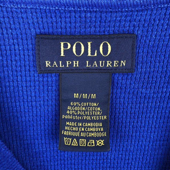 Ralph Lauren POLO RALPH LAUREN Polo Bear Thermal Long T-Shirt, Men's Size Medium cotton blue type Vintage Second Hand