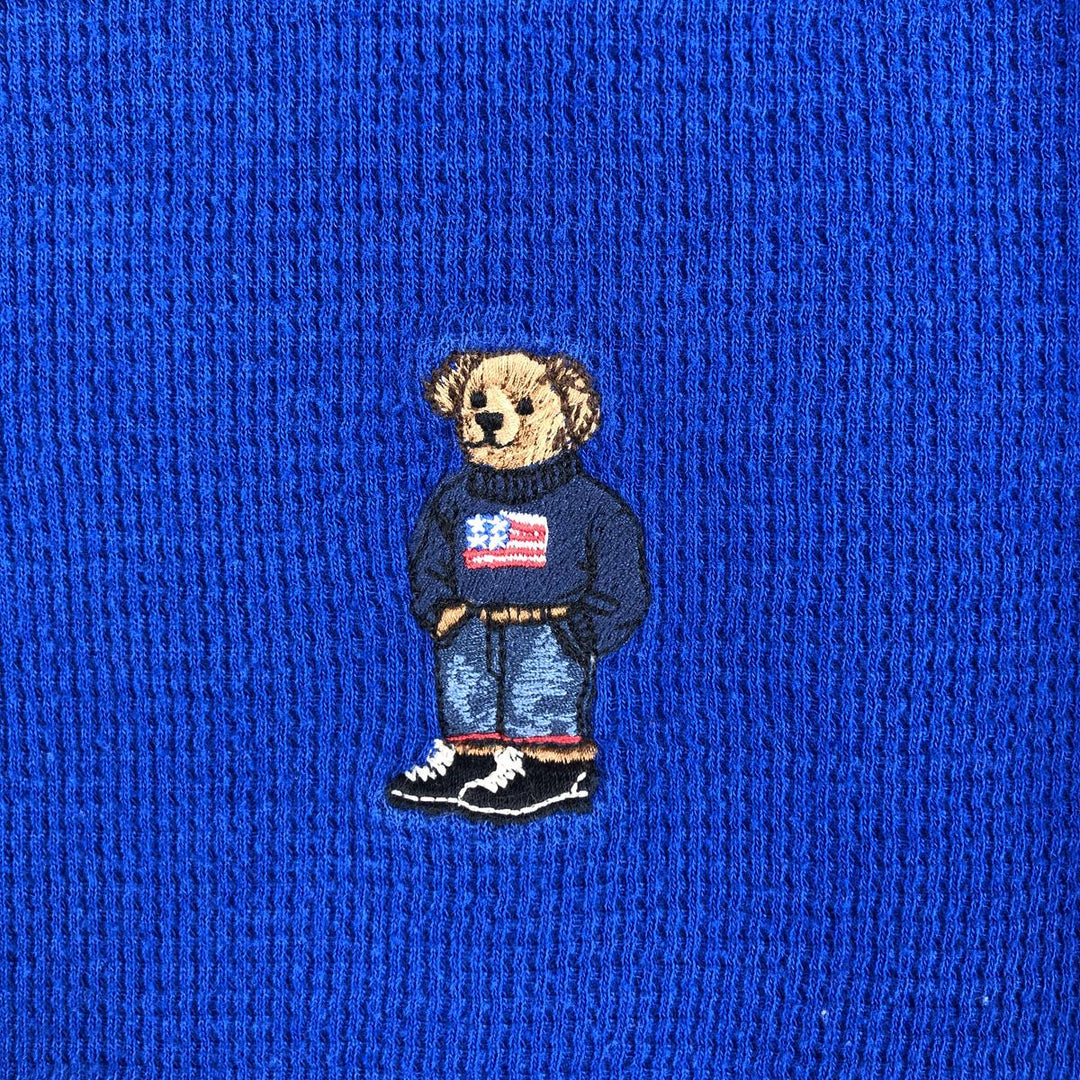 Ralph Lauren POLO RALPH LAUREN Polo Bear Thermal Long T-Shirt, Men's Size Medium cotton blue type Vintage Second Hand