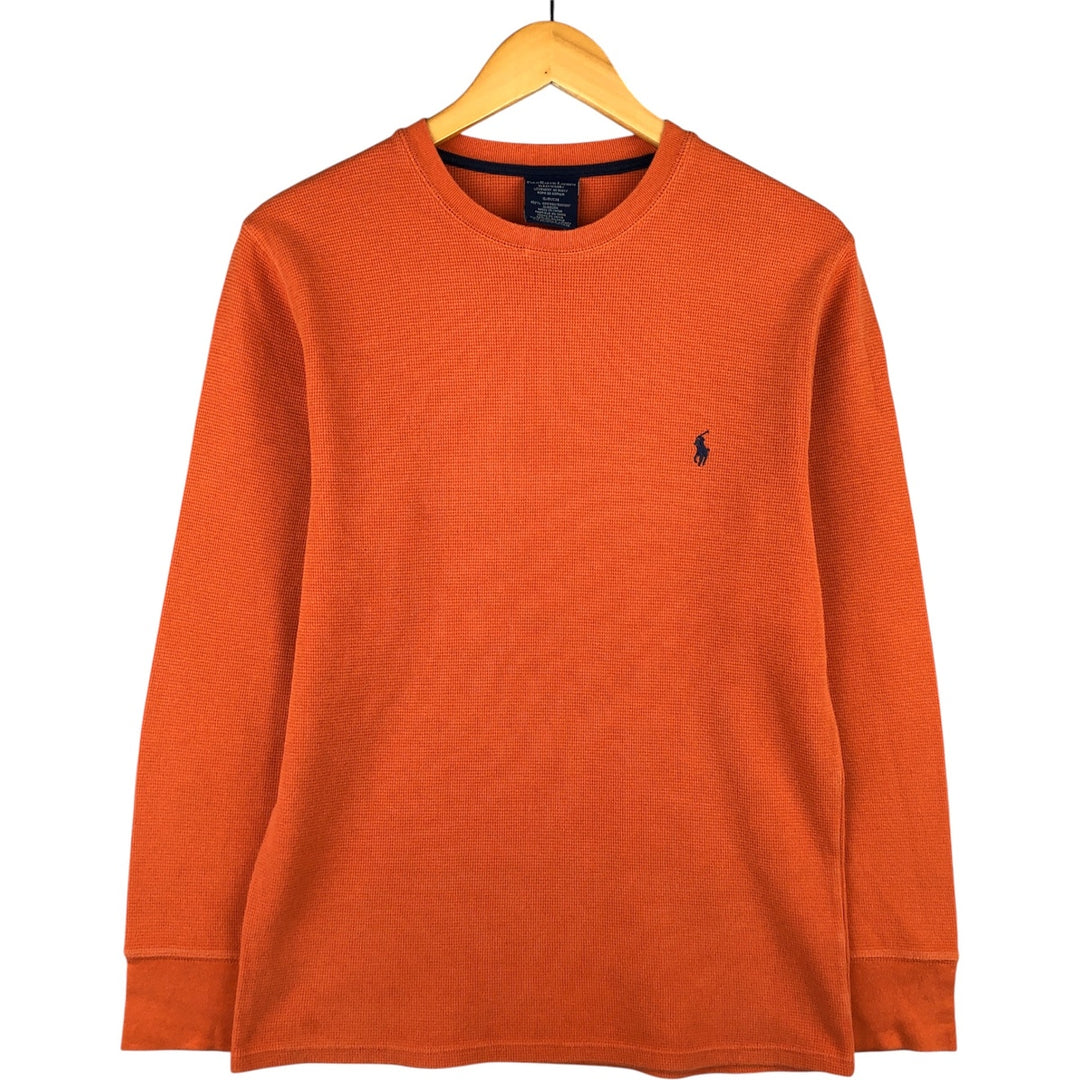 Ralph Lauren POLO RALPH LAUREN SLEEPWEAR Thermal Long T-Shirt, Waffle, Men's Size Small cotton orange type Vintage Second Hand