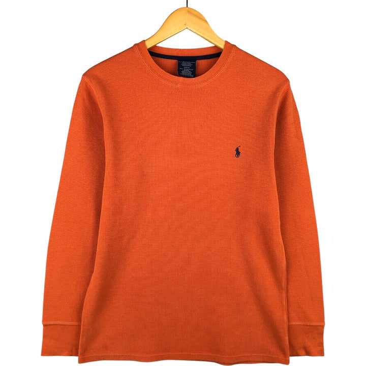 Ralph Lauren POLO RALPH LAUREN SLEEPWEAR Thermal Long T-Shirt, Waffle, Men's Size Small cotton orange type Vintage Second Hand