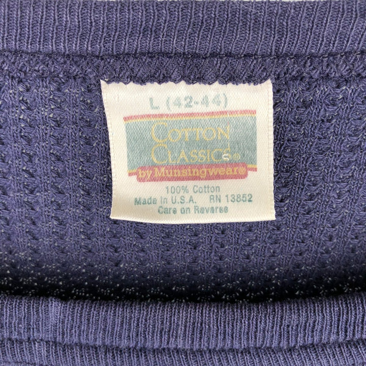Munsingwear Cotton Classics Thermal Long T-Shirt, Made in USA, Men's Size L cotton navy blue type Vintage Second Hand