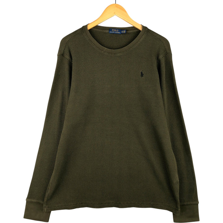 Ralph Lauren POLO RALPH LAUREN Thermal Long T-shirt Waffle Men's XL cotton Khaki type Vintage Second Hand