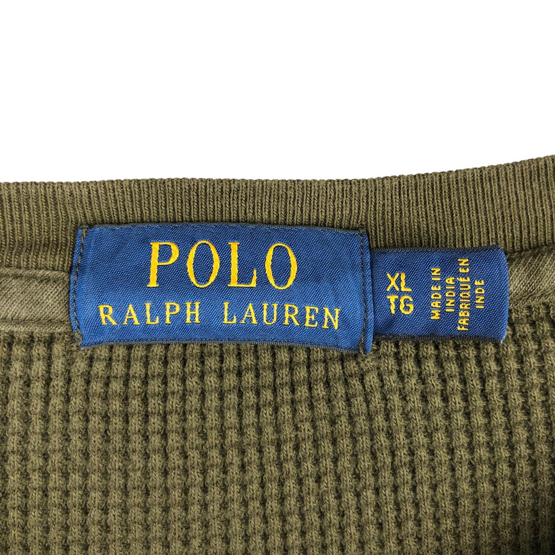 Ralph Lauren POLO RALPH LAUREN Thermal Long T-shirt Waffle Men's XL cotton Khaki type Vintage Second Hand