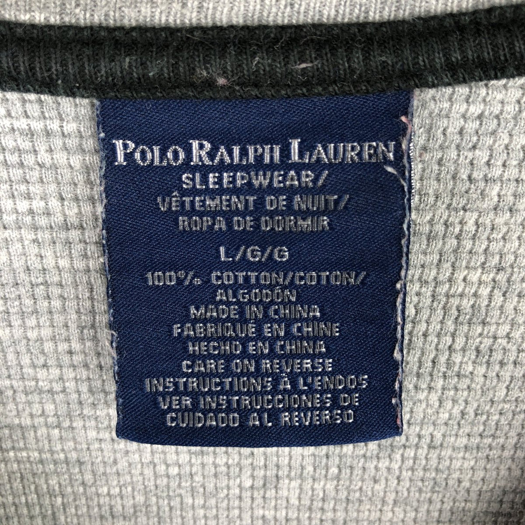 Ralph Lauren POLO RALPH LAUREN SLEEPWEAR Thermal Long T-shirt Waffle Men's L size cotton gray type Vintage Second Hand