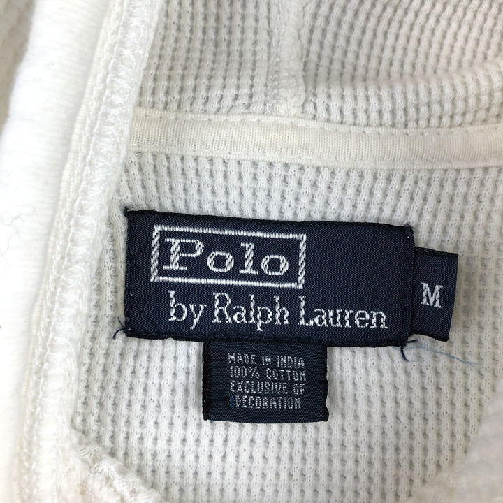 Ralph Lauren POLO by Ralph Lauren Hooded Thermal T-Shirt, Waffle, Men's Size M cotton white type Vintage Second Hand