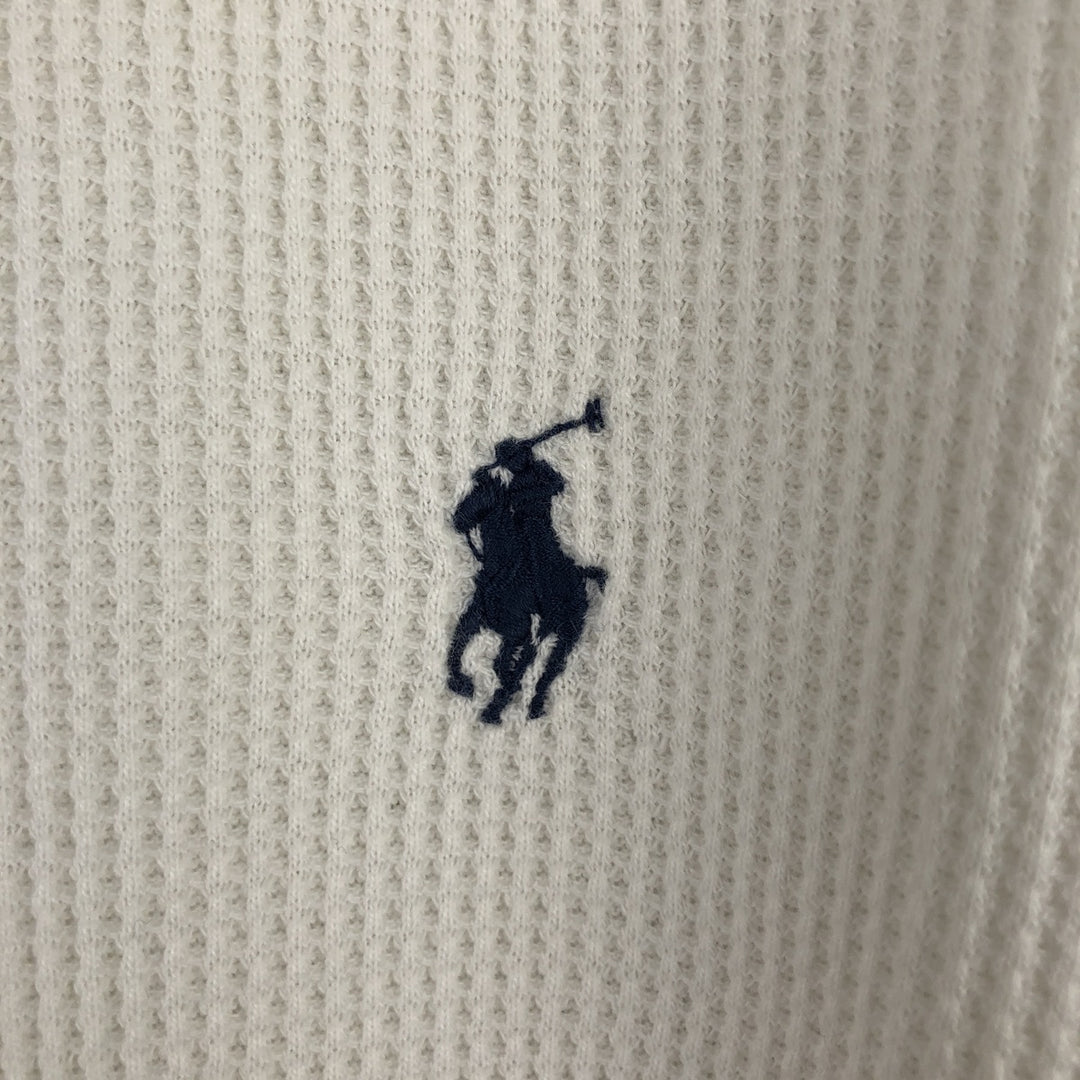 Ralph Lauren POLO by Ralph Lauren Hooded Thermal T-Shirt, Waffle, Men's Size M cotton white type Vintage Second Hand