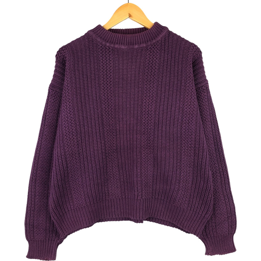 Vintage 80s-90'S Eddie Bauer mock neck cotton knit sweater, size L, men's cotton Purple type blue-purple Vintage Second Hand