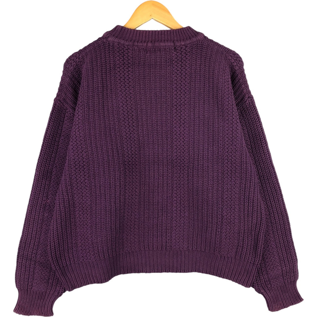 Vintage 80s-90'S Eddie Bauer mock neck cotton knit sweater, size L, men's cotton Purple type blue-purple Vintage Second Hand