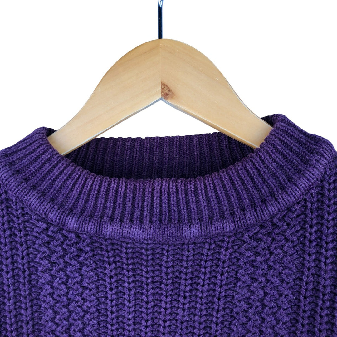 Vintage 80s-90'S Eddie Bauer mock neck cotton knit sweater, size L, men's cotton Purple type blue-purple Vintage Second Hand