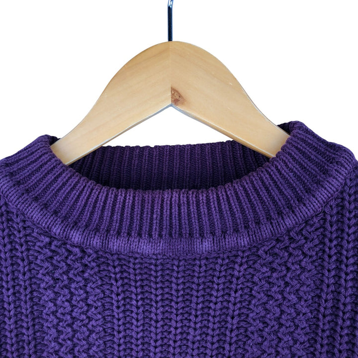 Vintage 80s-90'S Eddie Bauer mock neck cotton knit sweater, size L, men's cotton Purple type blue-purple Vintage Second Hand
