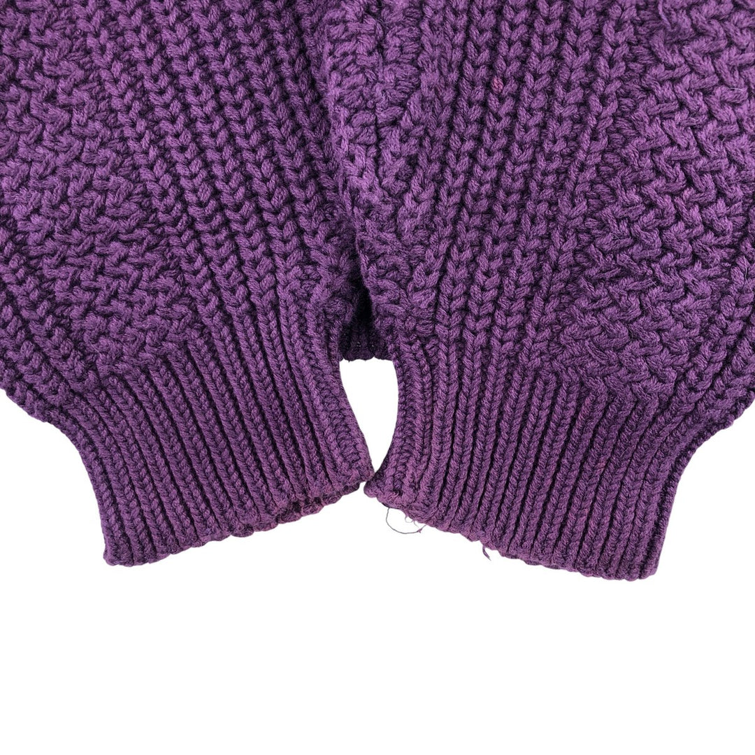 Vintage 80s-90'S Eddie Bauer mock neck cotton knit sweater, size L, men's cotton Purple type blue-purple Vintage Second Hand