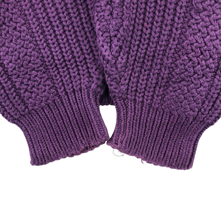 Vintage 80s-90'S Eddie Bauer mock neck cotton knit sweater, size L, men's cotton Purple type blue-purple Vintage Second Hand