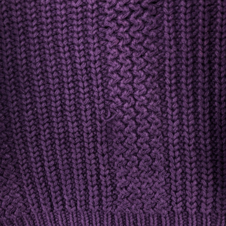 Vintage 80s-90'S Eddie Bauer mock neck cotton knit sweater, size L, men's cotton Purple type blue-purple Vintage Second Hand