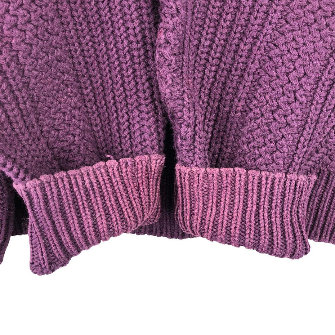Vintage 80s-90'S Eddie Bauer mock neck cotton knit sweater, size L, men's cotton Purple type blue-purple Vintage Second Hand