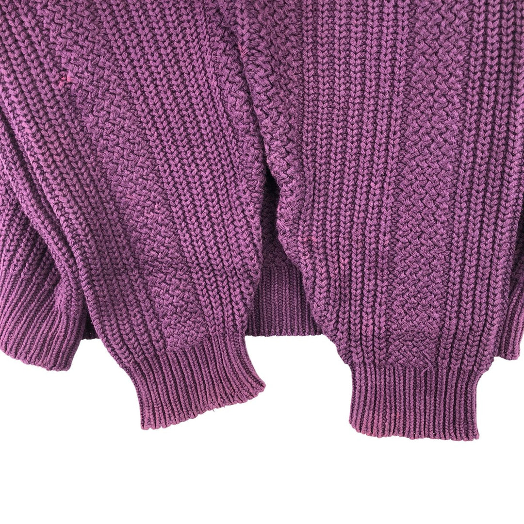 Vintage 80s-90'S Eddie Bauer mock neck cotton knit sweater, size L, men's cotton Purple type blue-purple Vintage Second Hand