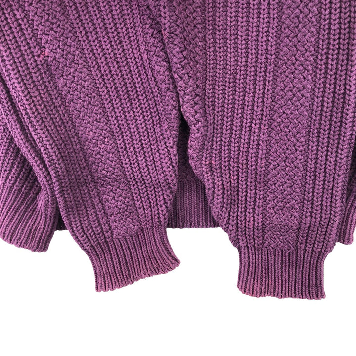 Vintage 80s-90'S Eddie Bauer mock neck cotton knit sweater, size L, men's cotton Purple type blue-purple Vintage Second Hand