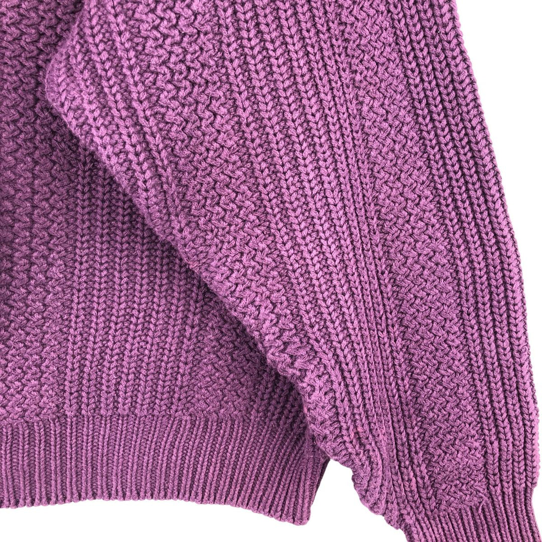 Vintage 80s-90'S Eddie Bauer mock neck cotton knit sweater, size L, men's cotton Purple type blue-purple Vintage Second Hand