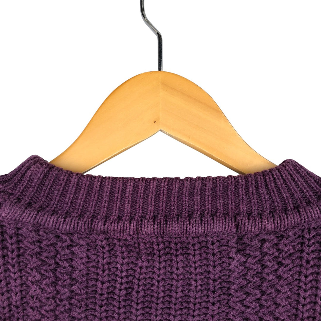 Vintage 80s-90'S Eddie Bauer mock neck cotton knit sweater, size L, men's cotton Purple type blue-purple Vintage Second Hand