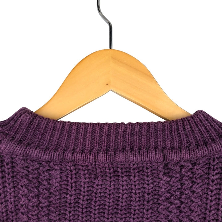Vintage 80s-90'S Eddie Bauer mock neck cotton knit sweater, size L, men's cotton Purple type blue-purple Vintage Second Hand
