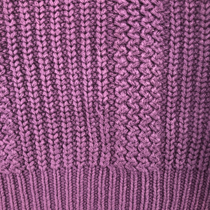 Vintage 80s-90'S Eddie Bauer mock neck cotton knit sweater, size L, men's cotton Purple type blue-purple Vintage Second Hand