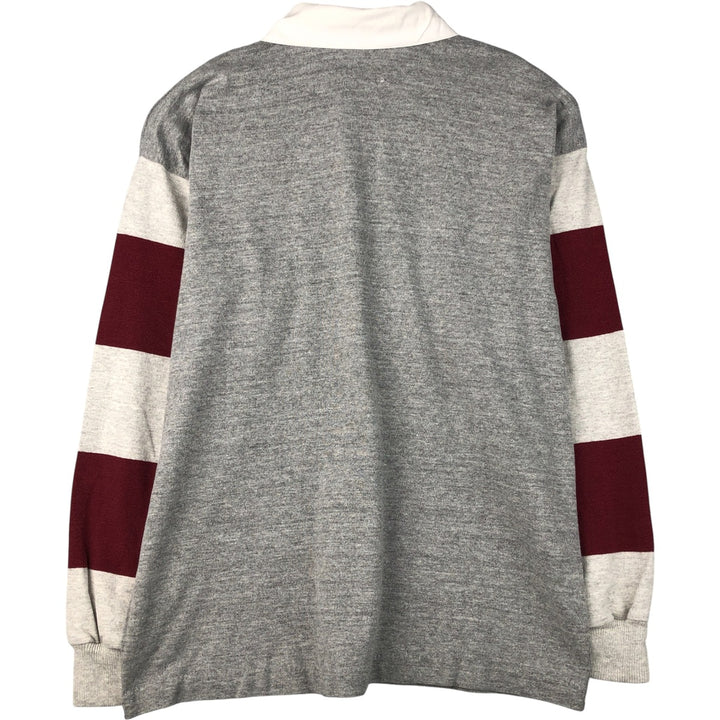THATCHER AND CROSS Long Sleeve Rugby Shirt, Men's Size L cotton gray type Vintage Second Hand