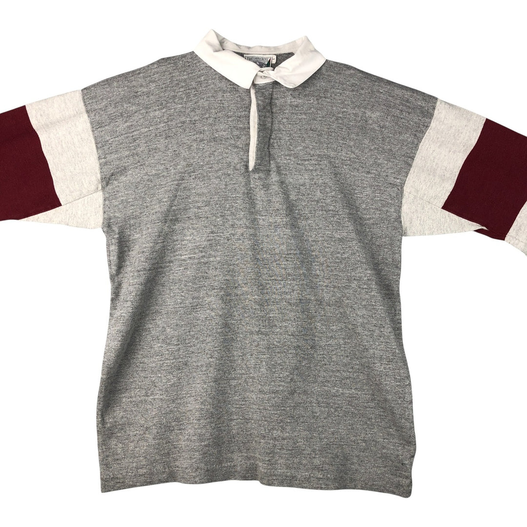 THATCHER AND CROSS Long Sleeve Rugby Shirt, Men's Size L cotton gray type Vintage Second Hand
