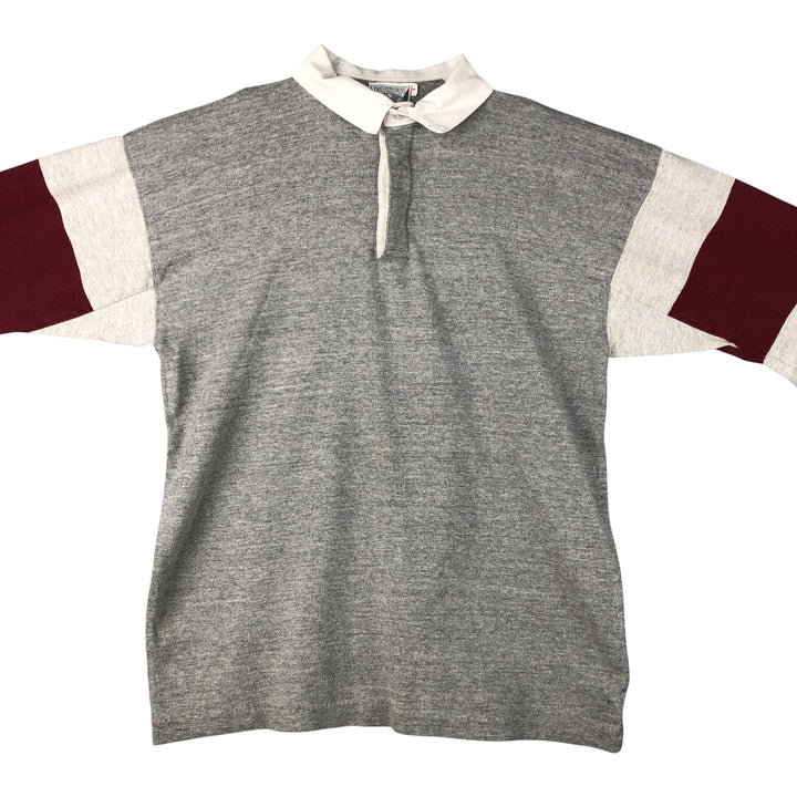 THATCHER AND CROSS Long Sleeve Rugby Shirt, Men's Size L cotton gray type Vintage Second Hand