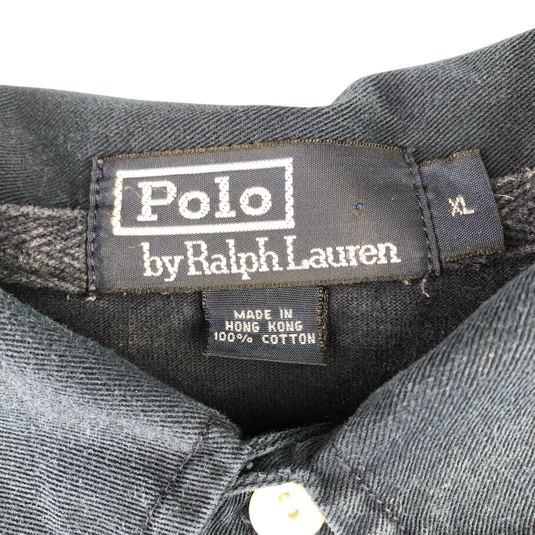 Ralph Lauren POLO by Ralph Lauren long sleeve rugby shirt, men's XL size cotton navy blue type Vintage Second Hand