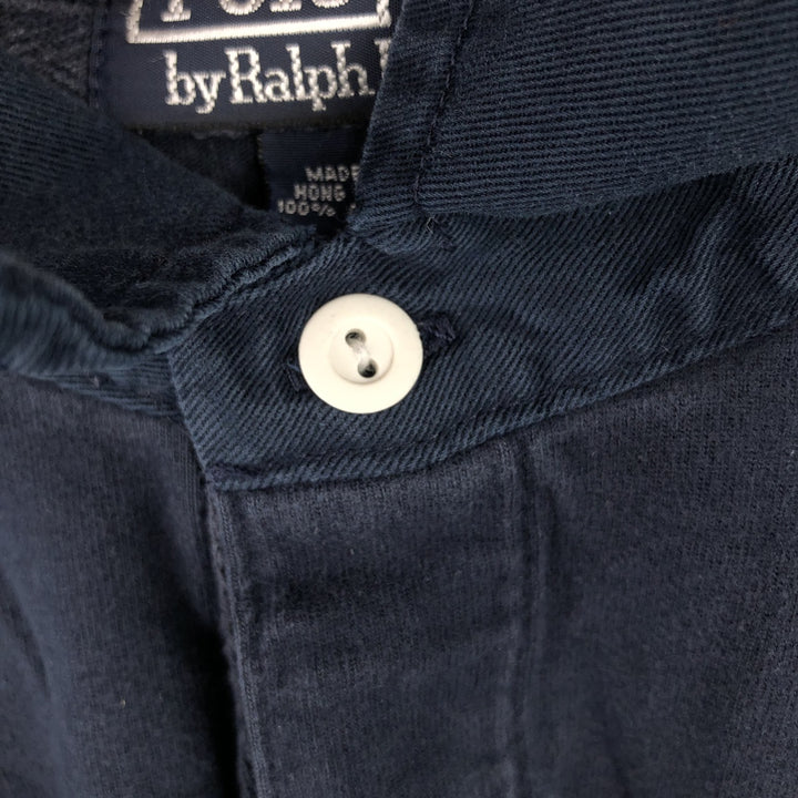 Ralph Lauren POLO by Ralph Lauren long sleeve rugby shirt, men's XL size cotton navy blue type Vintage Second Hand