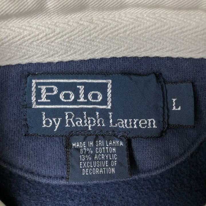 Ralph Lauren POLO by Ralph Lauren long sleeve rugby shirt, men's size L cotton blue type Vintage Second Hand