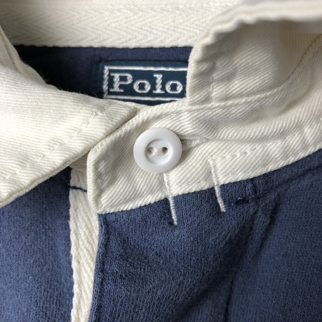 Ralph Lauren POLO by Ralph Lauren long sleeve rugby shirt, men's size L cotton blue type Vintage Second Hand