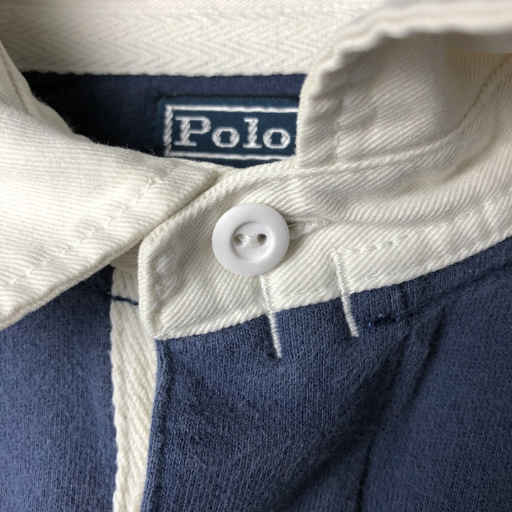 Ralph Lauren POLO by Ralph Lauren long sleeve rugby shirt, men's size L cotton blue type Vintage Second Hand